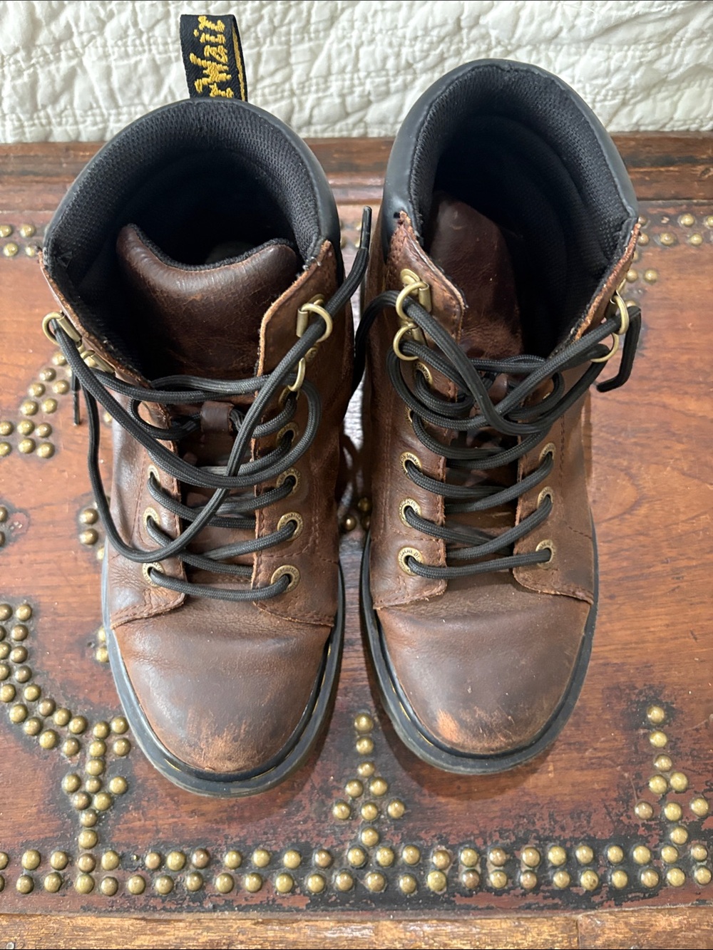 Dr. Martens Brown Leather Lace-Up Combat Boots